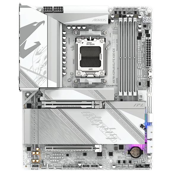 Gigabyte X870 AORUS ELITE X3D ICE AMD AM5 Socket Motherboard, ATX, 4x DDR5 Slots, 4x M.2 Sockets, 5GbE LAN, Wi-Fi 7, 1x HDMI Port / 2x USB-C (USB4) – image 2