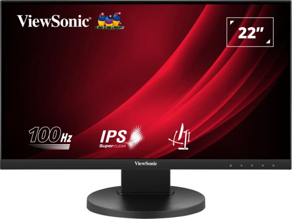 Viewsonic VG Series VG2208A LED Monitor 22 Inch With USB Hub, 1920 x 1080, Full HD Black, 100Hz, 5ms, HDMI, DisplayPort, Height-Adjustable