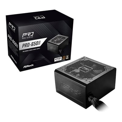 ASRock PRO-650B 650B ATX Power Supply Unit, 80 PLUS Bronze Certified, Low noise 120mm FAN, High Efficiency PSU