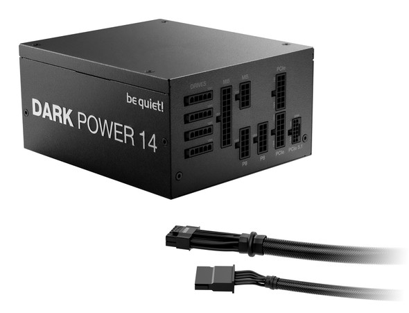 be quiet! DARK POWER 14, 850W, 80 PLUS certified and Cybenetics efficiency, ATX 3.1 compliant, PCIe 5.1 compatible, backed by a 10-year manufacturer's warranty.