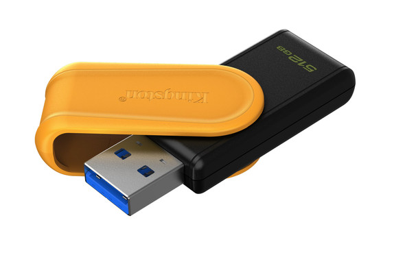 Kingston DataTraveler Exodia S DTXS/512GB USB Flash Drive, 512GB, USB 3.2, Black/Yellow, Swivel Cap Design