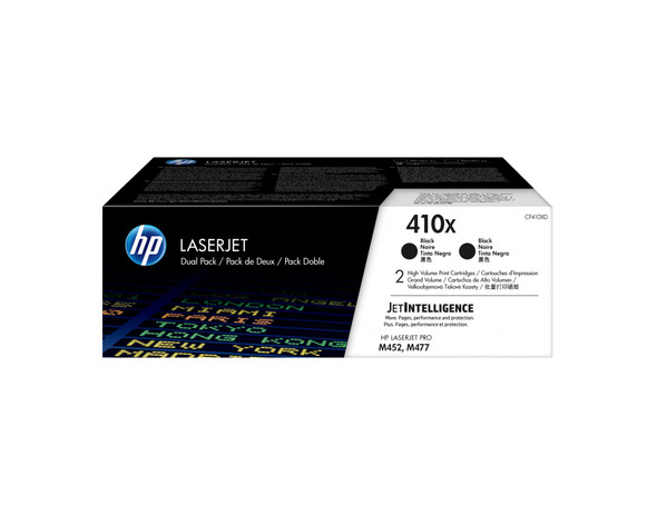 HP 410X High Yield Black Toner Cartridges 2-Pack LaserJet Pro M452 M477 M377