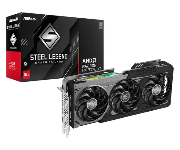 ASRock Rx9070 Xt Steel Legend Dark 16Gb Pcie5 16Gb Ddr6 Hdmi 3 Dp 2970Mhz Clock
