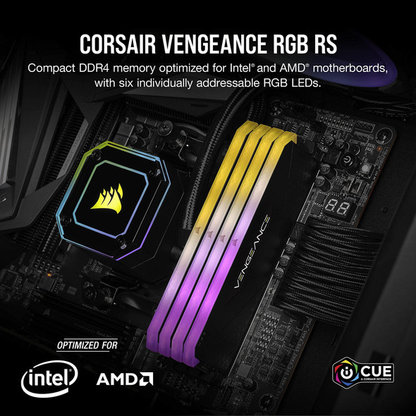 Corsair VENGEANCE RGB RS DDR4 RAM 32GB (2x16GB) Up to 3200MHz CL16 Intel XMP 2.0 AMD Ryzen iCUE Compatible Computer Memory - Black (CMG32GX4M2E3200C16) – image 2