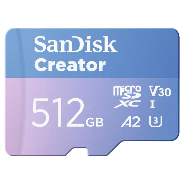 SANDISK Creator microSD Card + Adapter 512GB, Up to 190MB/s Read Speeds