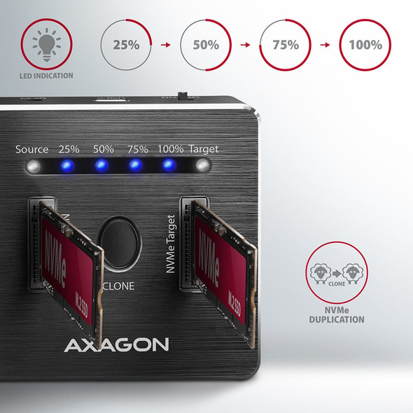 Axagon ADSA-M2C SuperSpeed USB-C 10Gbps dual M.2 NVMe dock