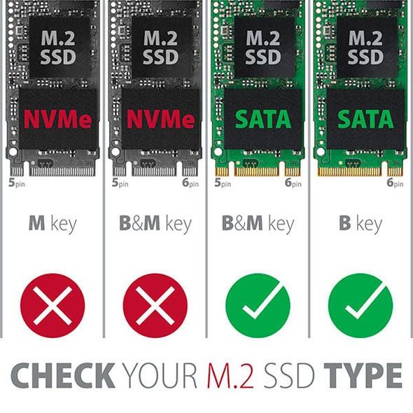 Axagon RSS-M2SD SATA - M.2 SATA SSD, internal 2.5" ALU box, silver