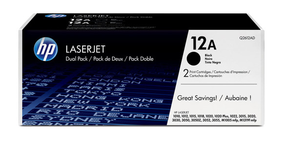 HP 12A Black Toner Cartridges Twin Pack Original LaserJet 1010 1020 3015 Genuine