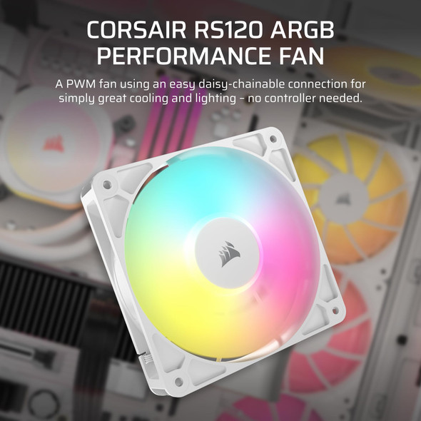 Corsair RS120 ARGB 120mm PWM Case Fan White High Static Pressure PC Cooling – image 2