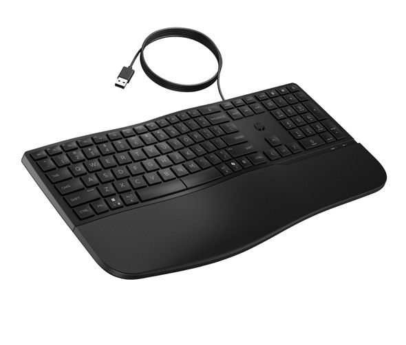 HP 485 Comfort Ergonomic Wired USB Keyboard with Wrist Rest UK Layout PC Mac – image 2