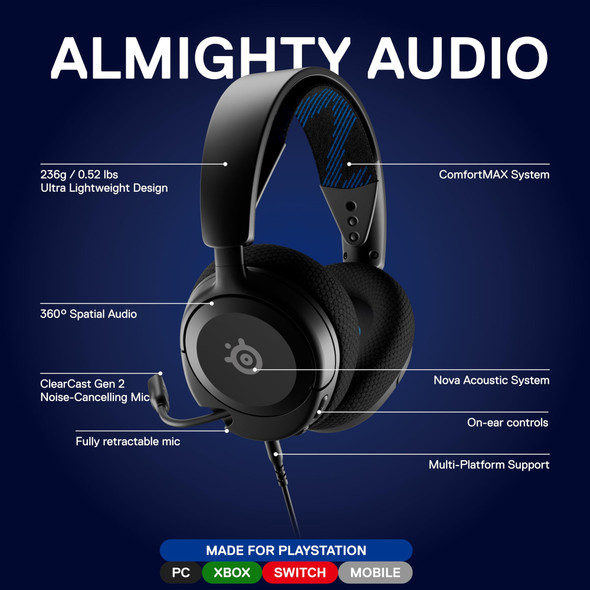 SteelSeries Arctis Nova 1P Wired Gaming Headset Over-Ear for PS5 PS4 PC - Black – image 2