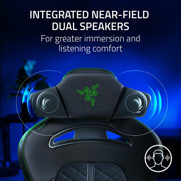 Razer Clio - THX Spatial Audio-Enabled Wireless Speaker Head Cushion (cushioned plush padding, 43mm Full-range Drivers, HyperSpeed Wireless and Bluetooth, 14 Hours of Battery Life) Black – image 2