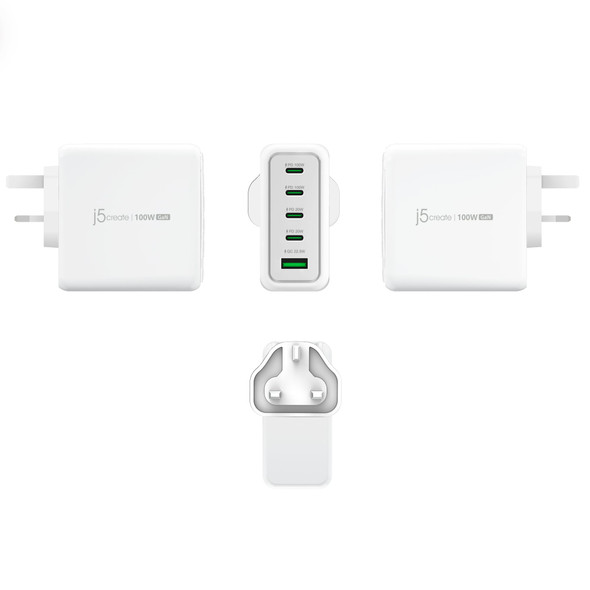 j5create JUP53100 100W GaN 5-Port USB-C & USB-A Charger - JUP53100EF-N – image 2