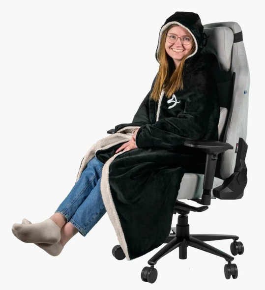 Arozzi Chair Blanket Wearable Gaming Blanket Sherpa Velour Black - AROZZI-BLANKET-BK