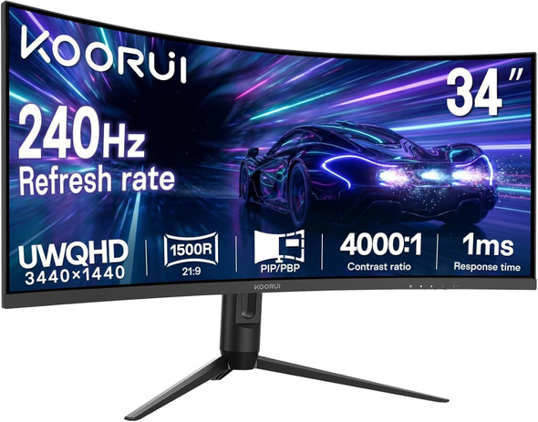 KOORUI 34" Ultrawide WQHD 240Hz VA Curved Gaming Monitor - G3441XC