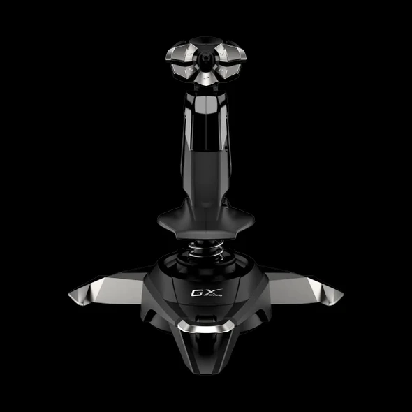 Genius MaxFire F27 USB Flight Joystick, 4 Axis, 12 Function Button, Non-Slip, Compatible with PC-Based Flight Simulators