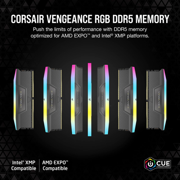 CORSAIR VENGEANCE RGB DDR5 16GB (2 x 8GB) Up To 5600MHz AMD INTEL RAM – image 2