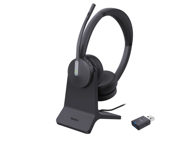 Yealink WH64 Hybrid Dual DECT & Bluetooth Headset with Charging Stand, 3-Mic AI Noise Cancellation - 1208739