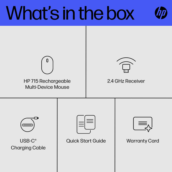 HP 715 Rechargeable Multi-Device Mouse, 2.4GHz + Bluetooth 5.3, 3000 DPI, Silent Clicks - 6E6F0AA#ABB – image 2