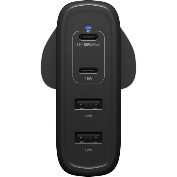 OtterBox 100W USB-C PD GaN 4-Port Wall Charger, 2x USB-C + 2x USB-A, UK Plug, Black - 78-81349 – image 2