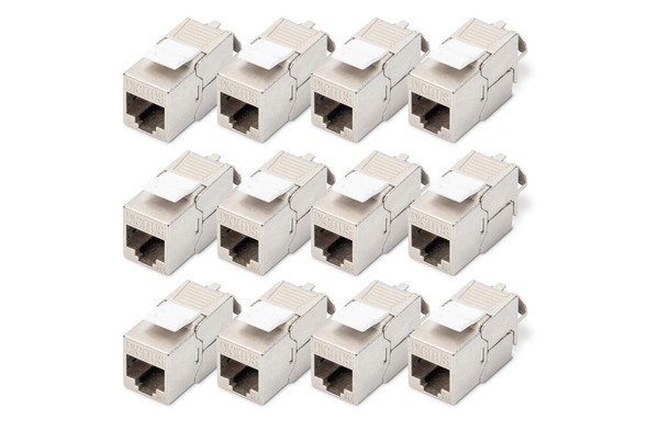 DIGITUS Cat 6A Shielded Keystone Module, RJ45, 500 MHz, 10GBase-T, Tool-Free, Pack of 12 - DN-93615-12