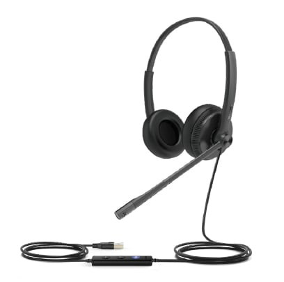 Yealink UH34 Lite Wired USB Headset, Noise-Cancelling Boom Mic, In-Line Controls - 1308049