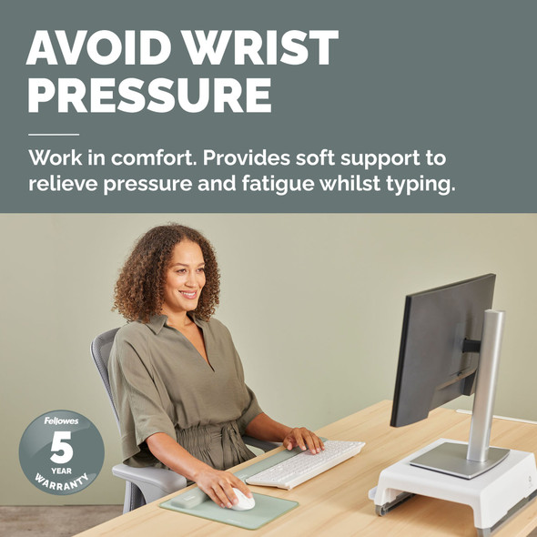 Fellowes Breyta Keyboard Wrist Rest, Microban Antibacterial, Silicone, Sage – image 2