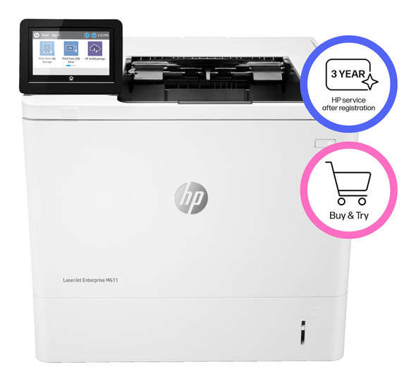 HP LaserJet Enterprise M611dn A4 Mono Laser Printer, Duplex, 1200 dpi, Ethernet - 7PS84A#B19 – image 2