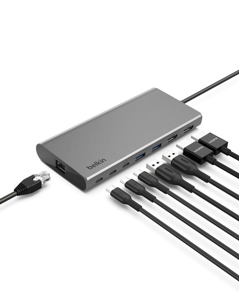Belkin Connect USB-C 8-in-1 Dual Display Core Hub, 2x HDMI, 100W PD, 10Gbps, Gigabit Ethernet, Silver - INC015BTSGY-CZ – image 2