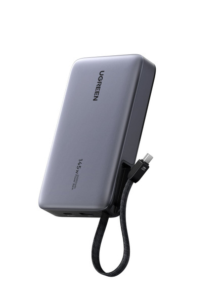 Ugreen 20000mAh 145W Power Bank with Built-in USB-C Cable, USB-C + USB-A Ports, Grey - 55992B – image 2