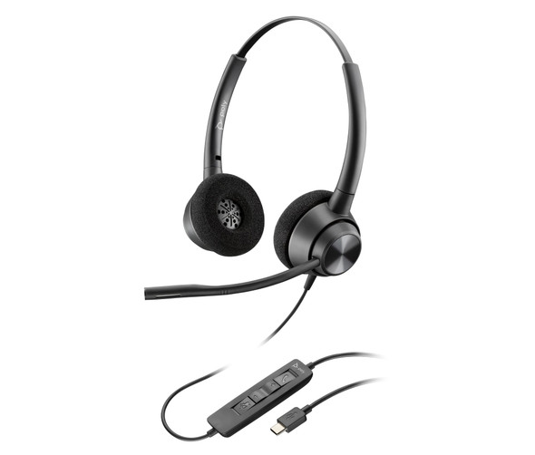 Poly EncorePro 320 Stereo USB-C Wired Headset, Noise-Cancelling Mic, In-Line Controls - 767F9AA