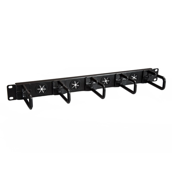 StarTech.com 1U 19" Rack Cable Management Panel, 5 D-Ring Hooks, 4 Pass-Through Holes - CABLMANAGERH