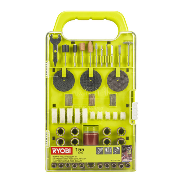 Ryobi RAKRT155 Rotary Tool Accessory Set, 155 Piece, for 1/8" Collets - RAKRT155