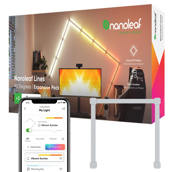 Nanoleaf Lines 90 Degrees Expansion Pack, 3 Smart Light Bars, RGBW, Wi-Fi - NL59E00-3SN00