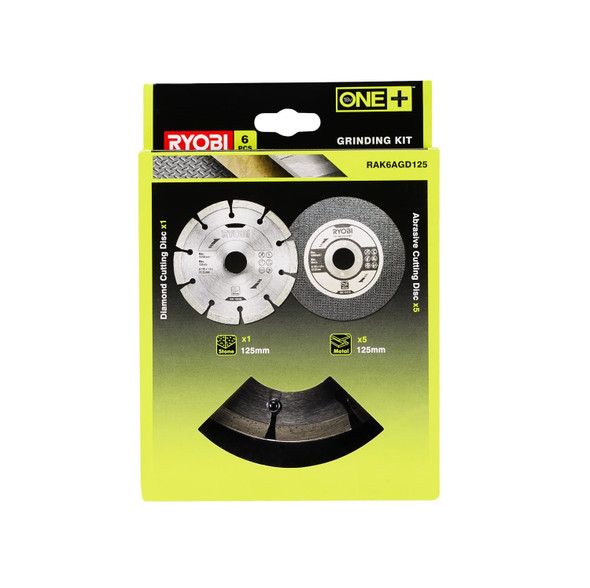 Ryobi RAK6AGD125 Angle Grinder Cutting Disc Kit, 125mm, 6 Piece - RAK6AGD125