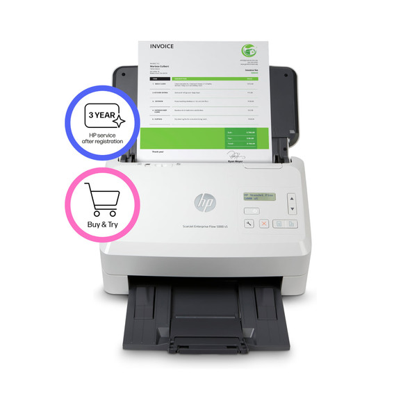 HP ScanJet Enterprise Flow 5000 s5 A4 Sheet-fed Scanner, Duplex, 65ppm, 80-Sheet ADF - 6FW09A#B19 – image 2