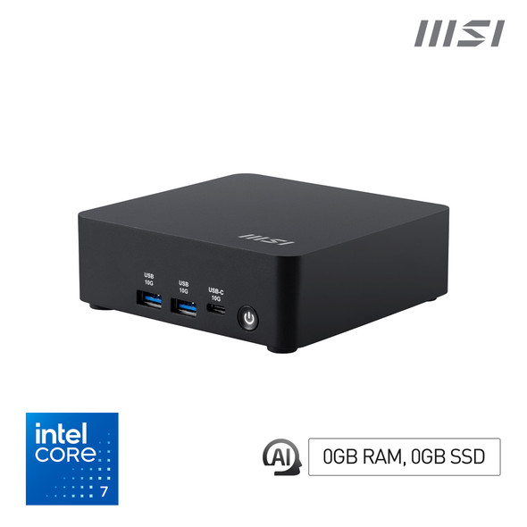 MSI Cubi NUC AI 1UMG Mini PC Barebone, Intel Core Ultra 7 155H, No RAM/Storage/OS, Dual Thunderbolt 4
