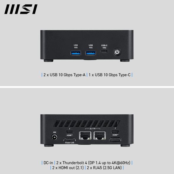 MSI Cubi NUC AI 1UMG Mini PC Barebone, Intel Core Ultra 7 155H, No RAM/Storage/OS, Dual Thunderbolt 4 – image 2