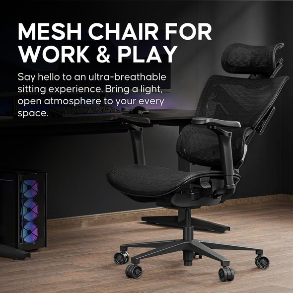 Anda Seat X-Air Pro Mesh Office Chair, 5D Armrests, 3D Headrest, Dynamic Lumbar, Space Black - WY01BBBB01 – image 2