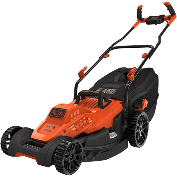 BLACK+DECKER 1800W 42cm Electric Lawn Mower with Bike Handle and Roller - BEMW481BH-GB