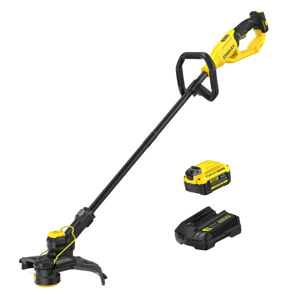 STANLEY V20 18V Cordless String Trimmer, 33cm, Edge Guard, with 4.0Ah Battery & Charger - STCST933M1-GB