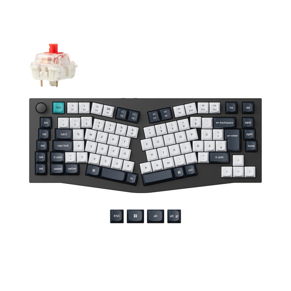 Keychron Q10 Max Wireless Mechanical Keyboard, Alice 75% UK ISO, Gateron Jupiter Red, Carbon Black - Q10M-M1-UK