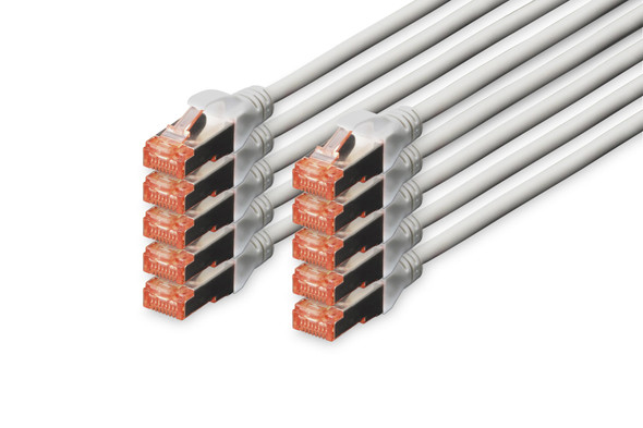 Digitus Cat 6 S/FTP Patch Cable, 5m, Grey, Pack of 10 - DK-1644-050-10