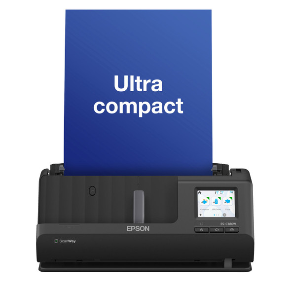 Epson ES-C380W Wireless A4 Sheet-fed Scanner, 30ppm, Duplex, 600 dpi, Touchscreen - B11B269401BY