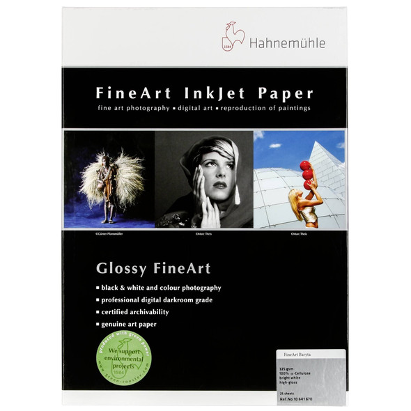 Hahnemühle FineArt Baryta 325gsm Digital FineArt Paper, A3, Light White, 25 Sheets