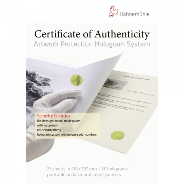 Hahnemühle Digital FineArt Certificate of Authenticity, A4, 25 Sheets with 50 Holograms