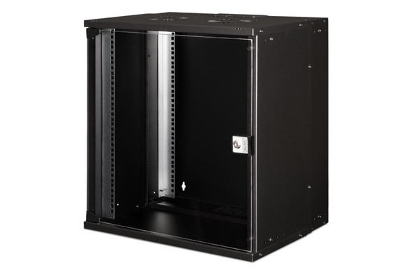Digitus SoHo Pro 19" 12U Wall Mount Network Cabinet, Glass Door, 400mm Deep, 60kg, Black - DN-49207