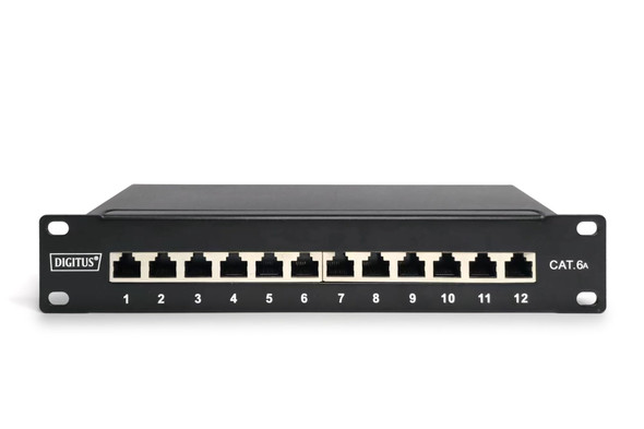 Digitus Cat6A 12-Port Shielded Patch Panel, 10" 1U Rack Mount, LSA, Black - DN-91612S-EA – image 2