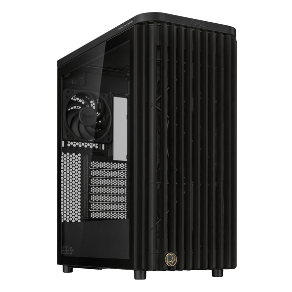 ASUS ProArt PA401 ATX Tower PC Case, Wood Front Panel, Tempered Glass, 3 Fans Included, Black - 90DC00M0-B39020