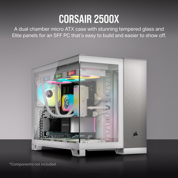 CORSAIR 2500X Micro-ATX Dual Chamber PC Case, Tempered Glass, White - CC-9011289-WW – image 2